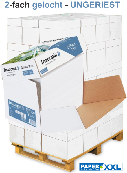 inacopia OFFICE Kopierpapier FSC, 75 g/m², DIN A4, 2-fach GELOCHT, UNGERIEST - 100.000 Blatt