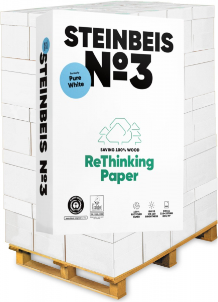 Steinbeis No. 3 Recyclingpapier / Kopierpapier, 80 g/m², DIN A4 - Palette = 100.000 Blatt