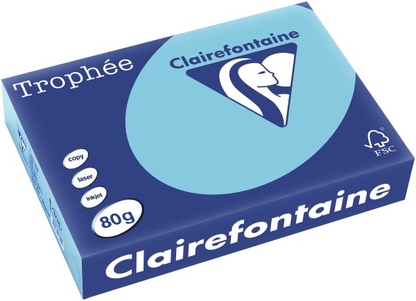 Clairefontaine Trophée, farbiges Kopierpapier, BLAU 1774PC, 80 g/m², DIN A4