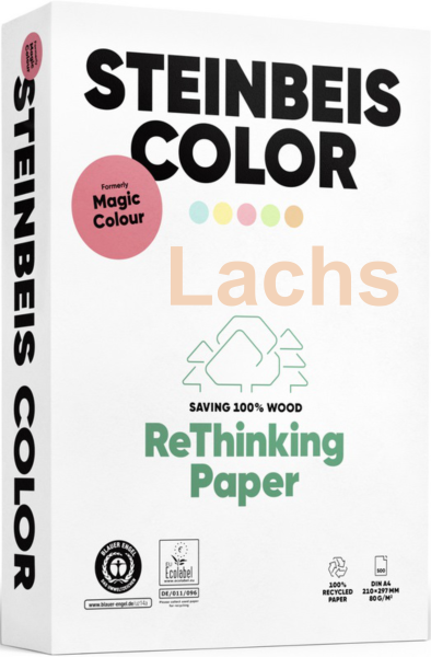 Steinbeis COLOR, Magic Colour, LACHS, farbiges Recyclingpapier / Kopierpapier, 80 g/m², DIN A4
