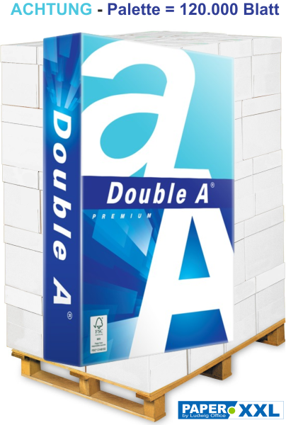 Double A Premium Kopierpapier, 80 g/m², DIN A4 - Palette = 120.000 Blatt