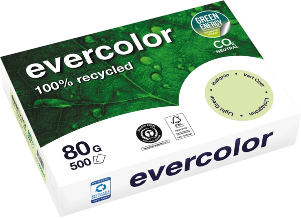 Clairefontaine EVERCOLOR - HELLGRÜN 40004C Recyclingpapier / Kopierpapier, 80 g/m², DIN A4