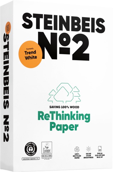 Steinbeis No.2 Recyclingpapier / Kopierpapier, 80 g/m², DIN A4 - vormals TrendWhite