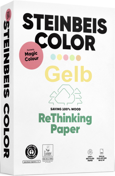 Steinbeis COLOR, Magic Colour, GELB, farbiges Recyclingpapier / Kopierpapier, 80 g/m², DIN A4
