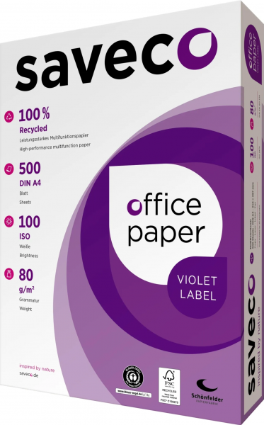 Saveco VIOLET Label Recyclingpapier / Kopierpapier, 80 g/m², DIN A4