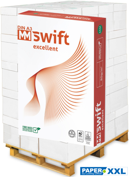 MM Swift EXCELLENT Kopierpapier PEFC, 80 g/m², DIN A3 - Palette = 50.000 Blatt