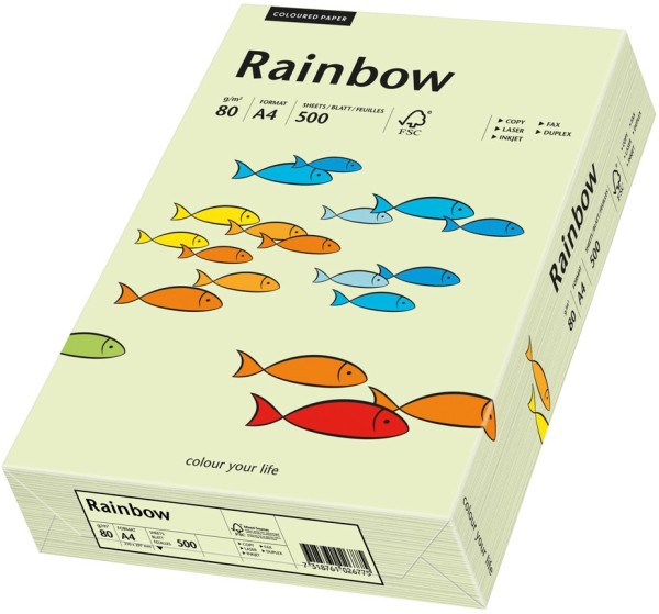 Rainbow 72 hellgrün, farbiges Kopierpapier, 80 g/m², DIN A4