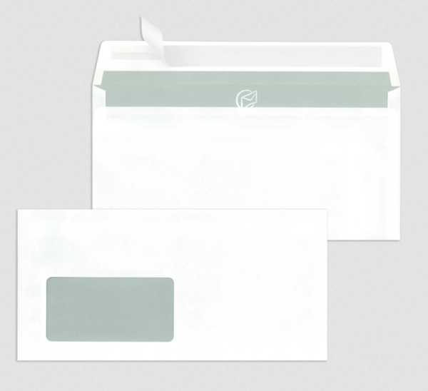 Fenster-Briefhüllen DIN C6/5 (114 x 229 mm) haftklebend Offset weiß 80 g/m²