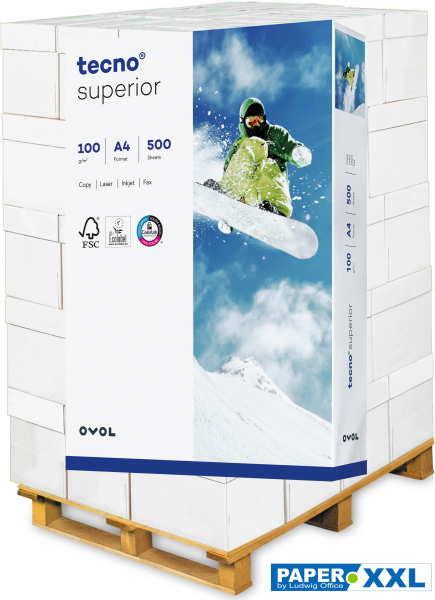 tecno SUPERIOR Kopierpapier, 100 g/m², DIN A4 - Palette = 80.000 Blatt