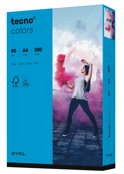 tecno COLORS intensivblau, farbiges Kopierpapier, 80 g/m², DIN A4