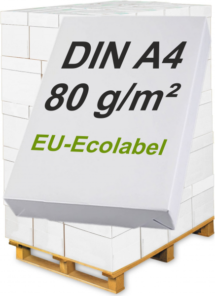 Neutrales UNIVERSALPAPIER, Kopierpapier, 80 g/m², DIN A4, EU-Ecolabel - Palette = 100.000 Blatt