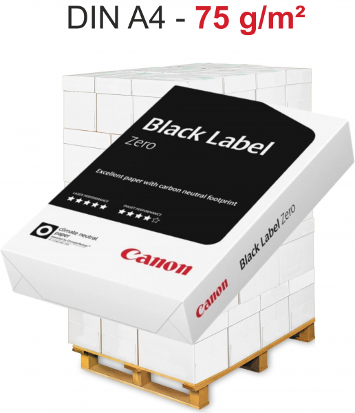 Canon BLACK Label ZERO, FSC Kopierpapier, A4, 75 g/m², CO₂-neutral - Palette = 100.000 Blatt