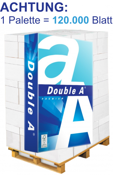 Double A Premium Kopierpapier, 80 g/m², DIN A4 - Palette = 120.000 Blatt
