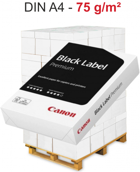 Canon BLACK Label PREMIUM, FSC Kopierpapier, A4, 75 g/m² - Palette = 100.000 Blatt