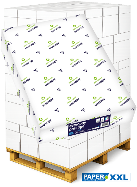 evercopy PRESTIGE Recyclingpapier, Kopierpapier, 80 g/m², DIN A3 - Palette = 60.000 Blatt
