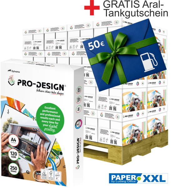 PRO-DESIGN Kopierpapier / Farblaserpapier, 120 g/m², DIN A4 - Palette = 64.000 Blatt