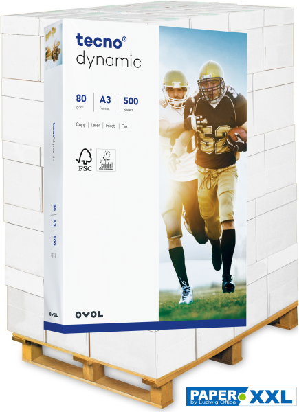 tecno DYNAMIC Kopierpapier, 80 g/m², DIN A3 - Palette = 50.000 Blatt