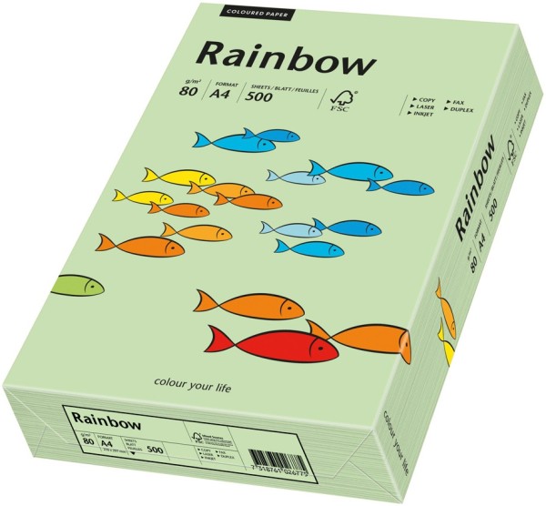 Rainbow 75 mittelgrün, farbiges Kopierpapier, 80 g/m², DIN A4