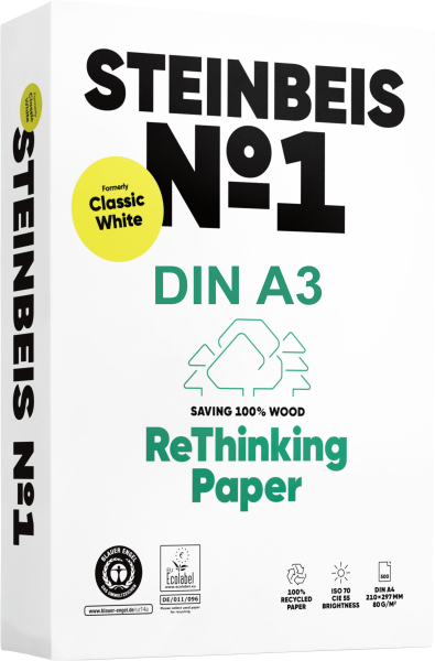 Steinbeis No.1 Recyclingpapier / Kopierpapier, 80 g/m², DIN A3 - vormals ClassicWhite