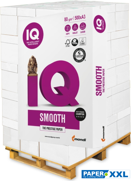 IQ SMOOTH Kopierpapier, 80 g/m², A3 - Palette = 50.000 Blatt
