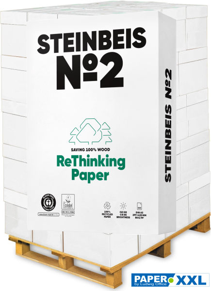 Steinbeis No.2 Recyclingpapier / Kopierpapier, 80 g/m², DIN A3 - Palette = 50.000 Blatt