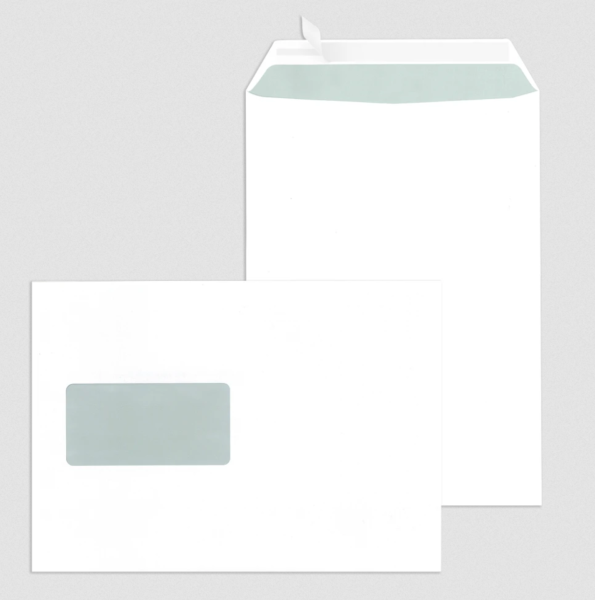 Fenster-Versandtaschen DIN B5 haftklebend Offset weiß 90 g/m²