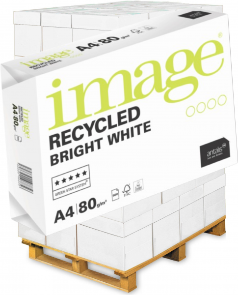 Image Recycled BRIGHT WHITE Recyclingpapier, Kopierpapier, 80 g/m², DIN A4 - Palette = 100.000 Blatt