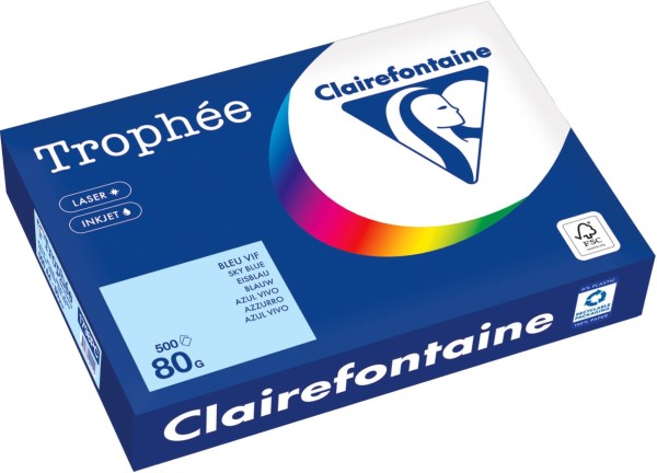 Clairefontaine Trophée, farbiges Kopierpapier, EISBLAU 1798PC, 80 g/m², DIN A4