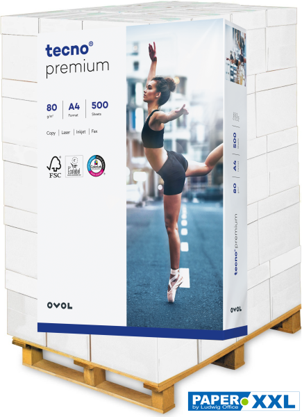 tecno PREMIUM Kopierpapier, 80 g/m², DIN A4 - Palette = 100.000 Blatt