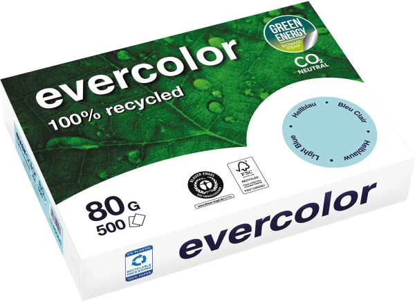 Clairefontaine EVERCOLOR - HELLBLAU 40006C Recyclingpapier / Kopierpapier, 80 g/m², DIN A4