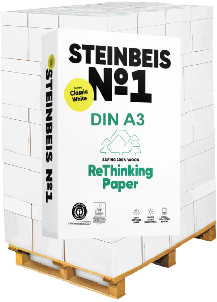 Steinbeis No.1 Recyclingpapier / Kopierpapier, 80 g/m², DIN A3 - Palette = 50.000 Blatt