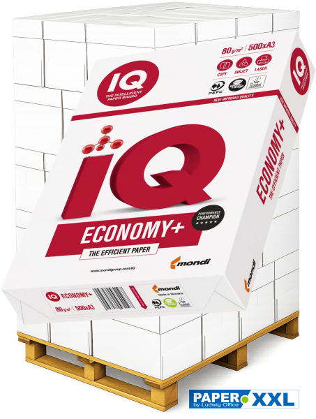 IQ ECONOMY+ Kopierpapier, 80 g/m², DIN A3 - Palette = 50.000 Blatt