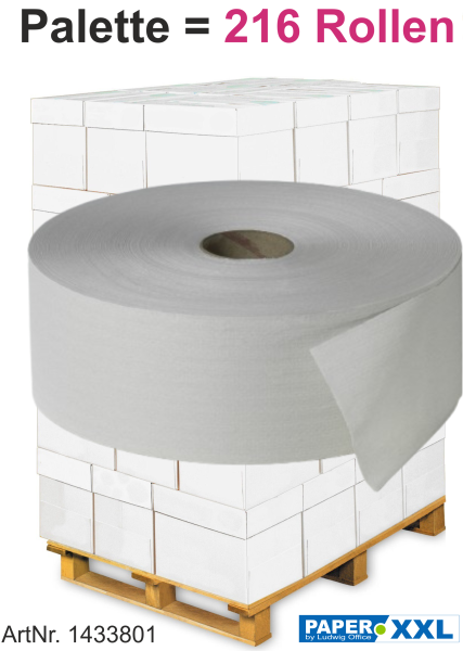 Fripa-Toilettenpapier, "MAXI ROLLEN" 6x380m, 2-lagig - Palette = 216 Rollen