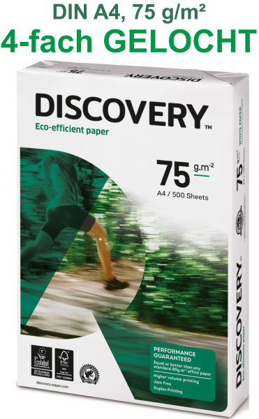 Discovery Kopierpapier, A4, 75 g/m² - 4-fach GELOCHT
