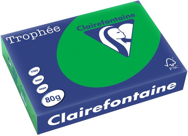Clairefontaine Trophée, farbiges Kopierpapier, BILLARDGRÜN 1991PC, 80 g/m², DIN A4