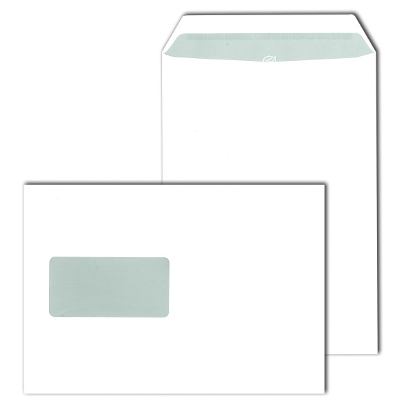 Fenster-Versandtaschen, weiß 90 g DIN C 5 (162 x 229 mm) selbstklebend