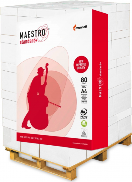 Maestro STANDARD+ Kopierpapier PEFC, DIN A4, 80 g/m² - Palette = 100.000 Blatt