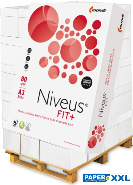 Niveus FIT+ Kopierpapier, 80 g/m², A3 - Palette = 50.000 Blatt