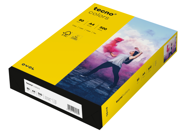 tecno COLORS intensivgelb, farbiges Kopierpapier, 80 g/m², DIN A4