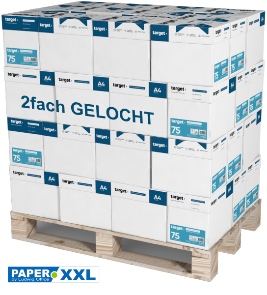 target PROFESSIONAL Kopierpapier, FSC, 75 g/m², DIN A4 - 2-fach GELOCHT - Palette = 100.000 Blatt
