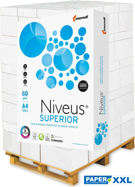 Niveus SUPERIOR Kopierpapier, 60 g/m², DIN A4 - Palette = 100.000 Blatt