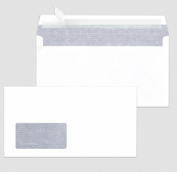 Fenster-Briefhüllen 125 x 235 mm haftklebend Offset weiß 80 g/m² - mit Zahlenmeer