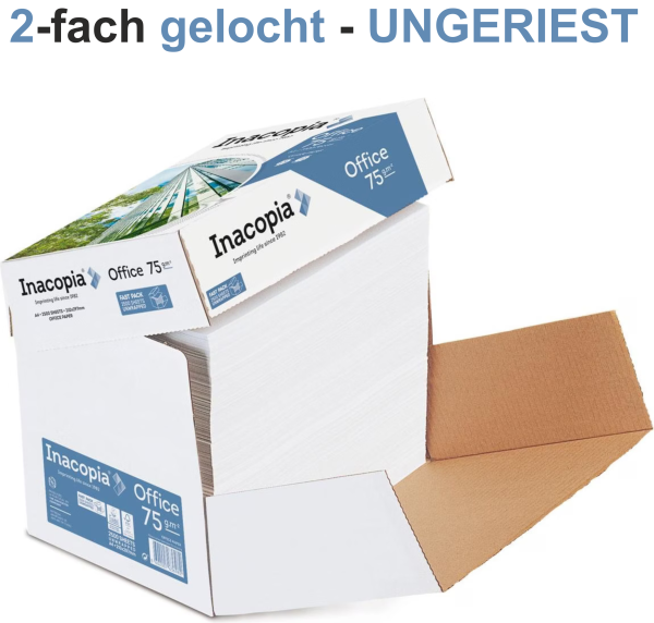 inacopia OFFICE Kopierpapier FSC, 75 g/m², DIN A4, 2-fach GELOCHT, UNGERIEST