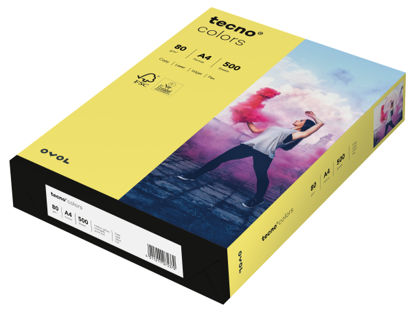 tecno COLORS mittelgelb, farbiges Kopierpapier, 80 g/m², DIN A4