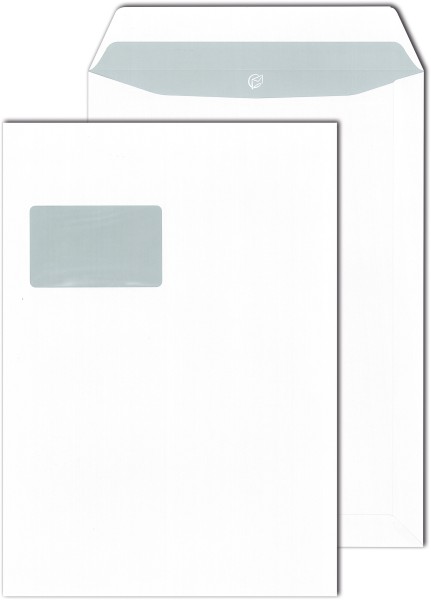 Fenster-Versandtaschen, weiß 90 g DIN C 4 (229 x 324 mm) selbstklebend