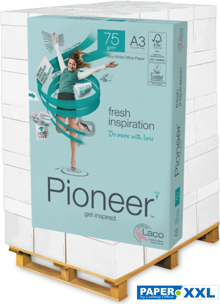 PIONEER fresh inspiration - Premium Kopierpapier, FSC, 75 g/m², DIN A3 - Palette = 50.000 Blatt