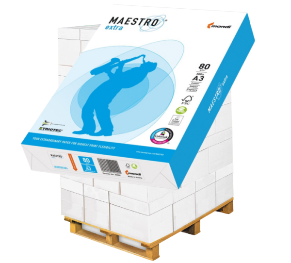 Maestro EXTRA Kopierpapier FSC, DIN A3, 80 g/m² - Palette = 50.000 Blatt