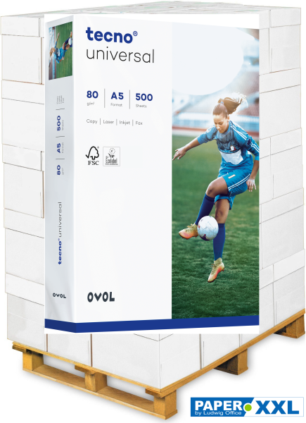 tecno UNIVERSAL Kopierpapier, 80 g/m², DIN A5 - Palette = 200.000 Blatt