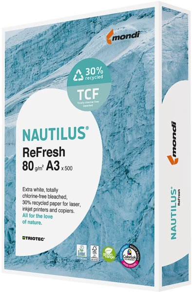 Nautilus ReFresh Recyclingpapier / Kopierpapier, 80 g/m², DIN A3