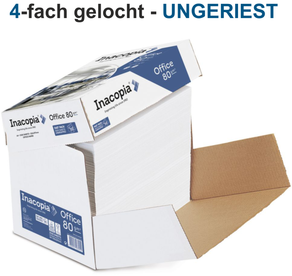 inacopia OFFICE Kopierpapier FSC - 80 g/m², DIN A4, 4-fach GELOCHT, UNGERIEST